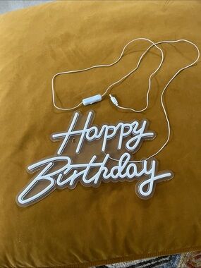 Happy Birthday LED Sign - White Neon Script